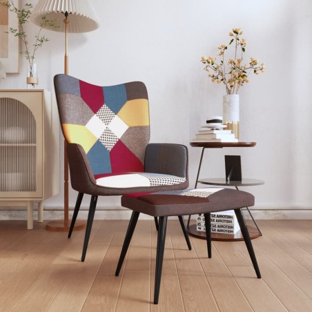 vidaXL Relaxsessel mit Hocker Patchwork Stoff