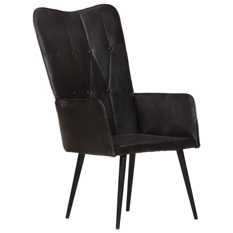 vidaXL Ohrensessel Schwarz Echtleder vidaXL Ohrensessel Schwarz Echtleder