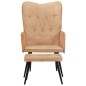 vidaXL Ohrensessel mit Hocker Creme Canvas vidaXL Ohrensessel mit Hocker Creme Canvas