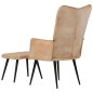 vidaXL Ohrensessel mit Hocker Creme Canvas vidaXL Ohrensessel mit Hocker Creme Canvas