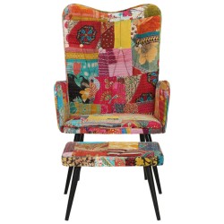 vidaXL Sessel mit Hocker Mehrfarbig Patchwork Canvas
