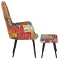 vidaXL Sessel mit Hocker Mehrfarbig Patchwork Canvas vidaXL Sessel mit Hocker Mehrfarbig Patchwork Canvas