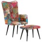 vidaXL Sessel mit Hocker Mehrfarbig Patchwork Canvas vidaXL Sessel mit Hocker Mehrfarbig Patchwork Canvas