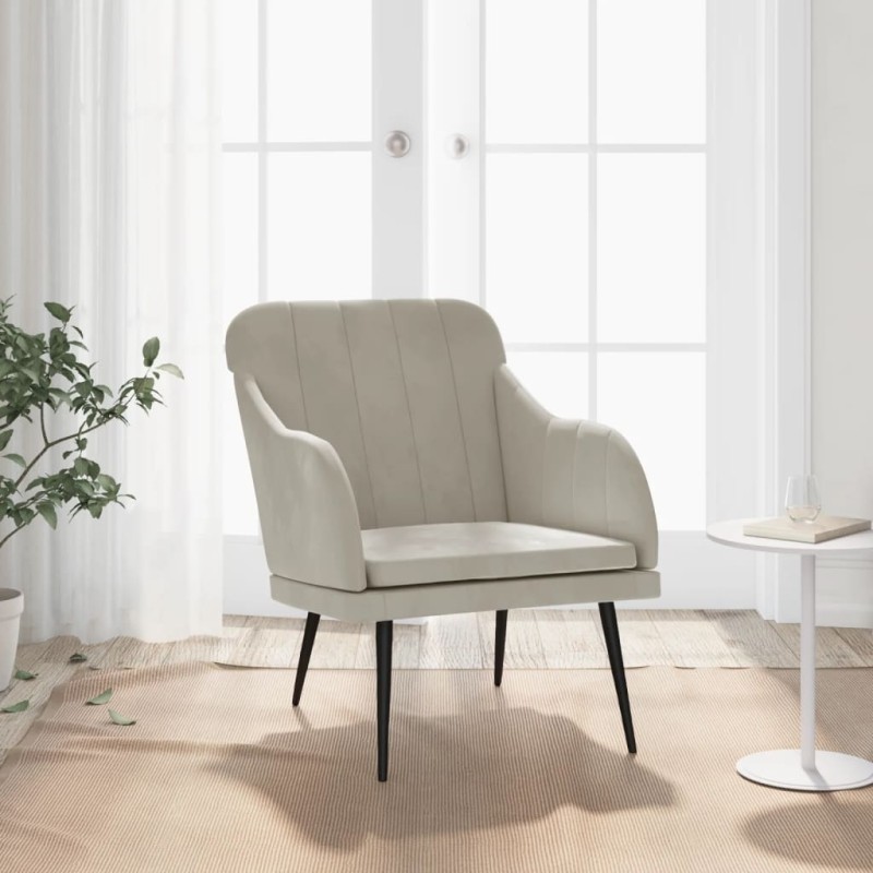 vidaXL Sessel Hellgrau 63x76x80 cm Samt vidaXL Sessel Hellgrau 63x76x80 cm Samt