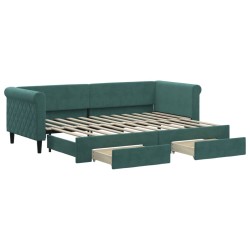 vidaXL Tagesbett Ausziehbar mit Schubladen Dunkelgrün 80x200 cm Samt