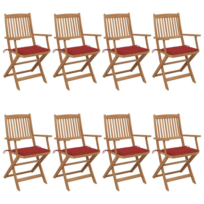 vidaXL Klappbare Gartenstühle 8 Stk. mit Kissen Massivholz Akazie vidaXL Klappbare Gartenstühle 8 Stk. mit Kissen Massivholz Akazie