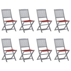 vidaXL Klappbare Gartenstühle 8 Stk. mit Kissen Massivholz Akazie
