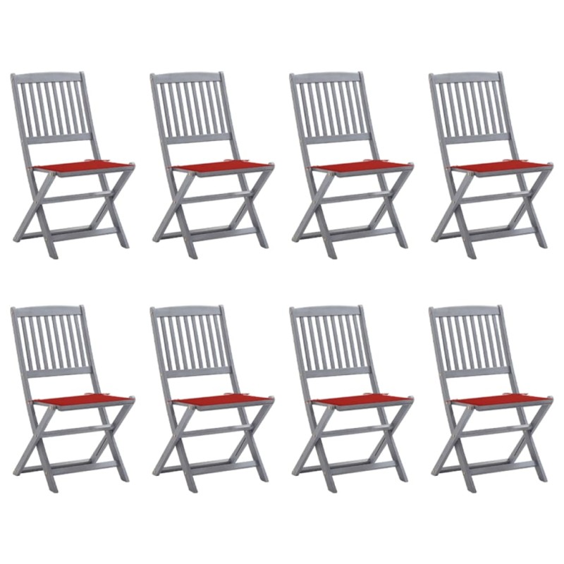 vidaXL Klappbare Gartenstühle 8 Stk. mit Kissen Massivholz Akazie vidaXL Klappbare Gartenstühle 8 Stk. mit Kissen Massivholz Akazie