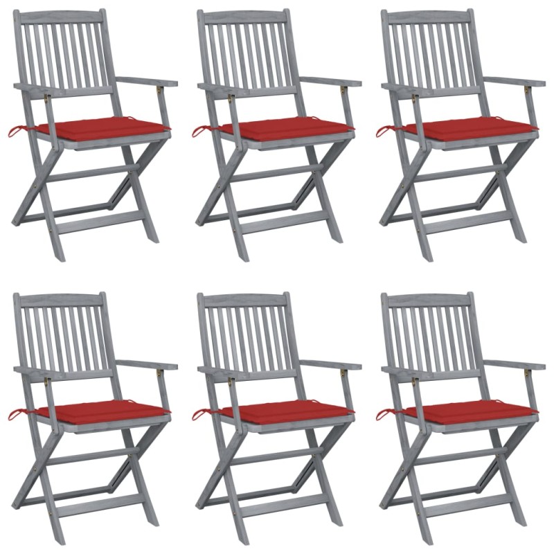 vidaXL Klappbare Gartenstühle 6 Stk. mit Sitzkissen Massivholz Akazie vidaXL Klappbare Gartenstühle 6 Stk. mit Sitzkissen Massivholz Akazie
