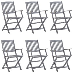 vidaXL Klappbare Gartenstühle 6 Stk. mit Sitzkissen Massivholz Akazie