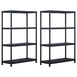 vidaXL Lagerregale 2 Stk. Schwarz 220 kg 90 x 40 x 138 cm Kunststoff