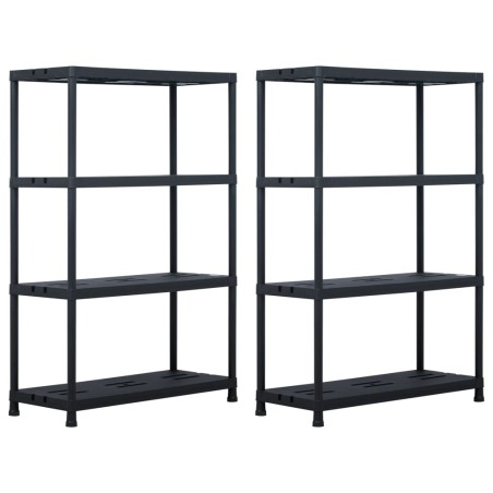 vidaXL Lagerregale 2 Stk. Schwarz 220 kg 90 x 40 x 138 cm Kunststoff