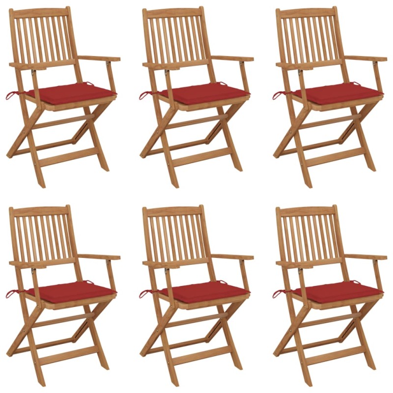 vidaXL Klappbare Gartenstühle 6 Stk. mit Kissen Massivholz Akazie vidaXL Klappbare Gartenstühle 6 Stk. mit Kissen Massivholz Akazie