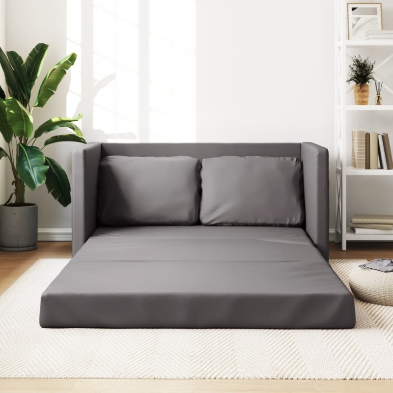 vidaXL Bodensofa mit Schlaffunktion Grau 112x174x55 cm Kunstleder vidaXL Bodensofa mit Schlaffunktion Grau 112x174x55 cm Kunstleder