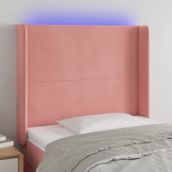 vidaXL LED Kopfteil Rosa 83x16x118/128 cm Samt