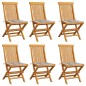 vidaXL Gartenstühle mit Kissen 6 Stk. Grau Karomuster Massivholz Teak vidaXL Gartenstühle mit Kissen 6 Stk. Grau Karomuster Massivholz Teak