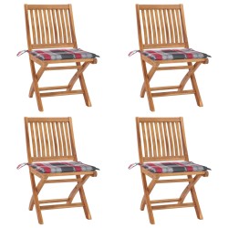 vidaXL Klappbare Gartenstühle mit Kissen 4 Stk. Massivholz Teak
