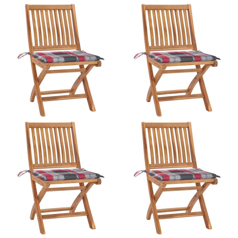 vidaXL Klappbare Gartenstühle mit Kissen 4 Stk. Massivholz Teak vidaXL Klappbare Gartenstühle mit Kissen 4 Stk. Massivholz Teak