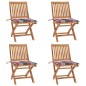 vidaXL Klappbare Gartenstühle mit Kissen 4 Stk. Massivholz Teak vidaXL Klappbare Gartenstühle mit Kissen 4 Stk. Massivholz Teak