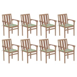 vidaXL Stapelbare Gartenstühle mit Kissen 8 Stk. Massivholz Teak