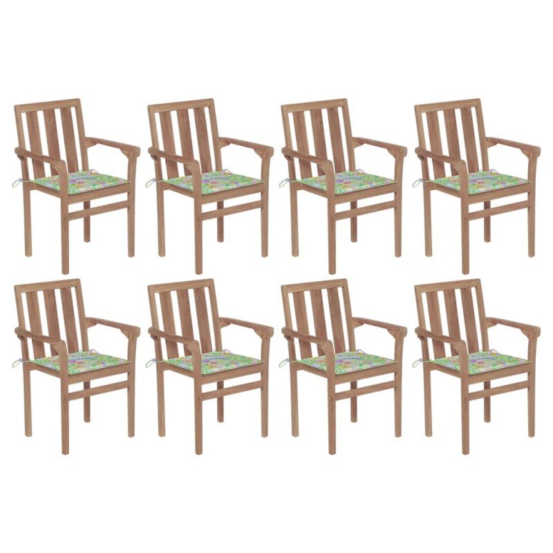vidaXL Stapelbare Gartenstühle mit Kissen 8 Stk. Massivholz Teak vidaXL Stapelbare Gartenstühle mit Kissen 8 Stk. Massivholz Teak