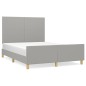 vidaXL Bettgestell mit Kopfteil Hellgrau 140x190 cm Stoff vidaXL Bettgestell mit Kopfteil Hellgrau 140x190 cm Stoff