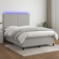 vidaXL Boxspringbett mit Matratze & LED Hellgrau 140x200 cm Stoff vidaXL Boxspringbett mit Matratze & LED Hellgrau 140x200 cm Stoff