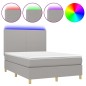 vidaXL Boxspringbett mit Matratze & LED Hellgrau 140x200 cm Stoff vidaXL Boxspringbett mit Matratze & LED Hellgrau 140x200 cm Stoff