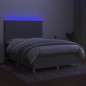 vidaXL Boxspringbett mit Matratze & LED Hellgrau 140x200 cm Stoff vidaXL Boxspringbett mit Matratze & LED Hellgrau 140x200 cm Stoff