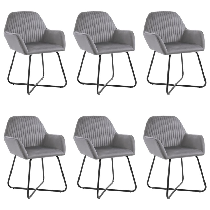 vidaXL Esszimmerstühle 6 Stk. Grau Samt vidaXL Esszimmerstühle 6 Stk. Grau Samt