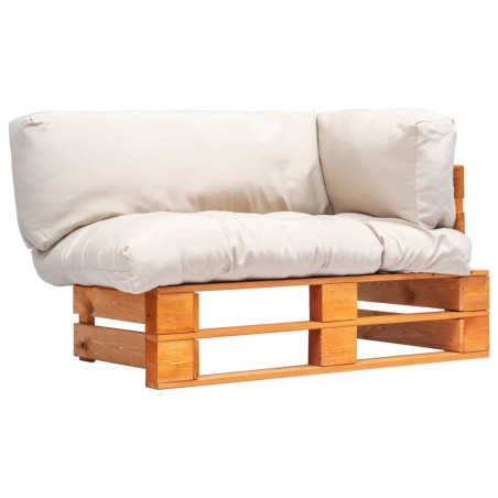 vidaXL Garten-Palettensofa mit Kissen in Sandfarben Kiefernholz
