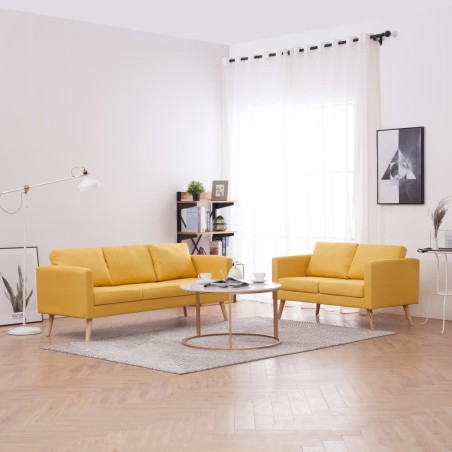 vidaXL 2-tlg. Sofagarnitur Stoff Gelb