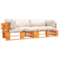 vidaXL 2-tlg. Garten-Palettensofa-Set Kissen in Sandfarben Kiefernholz