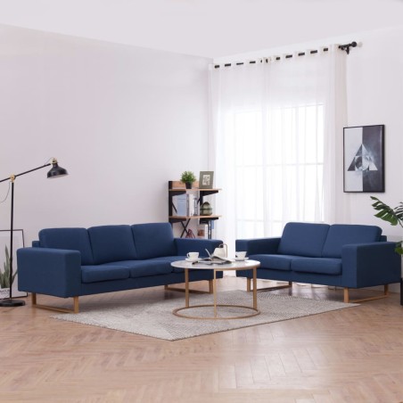 vidaXL 2-tlg. Sofagarnitur Stoff Blau