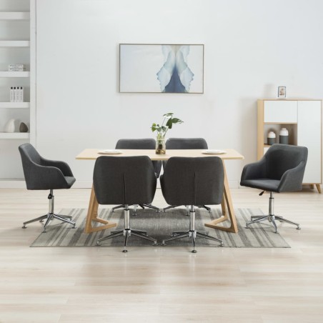 vidaXL Esszimmerstühle Drehbar 6 Stk. Dunkelgrau Stoff