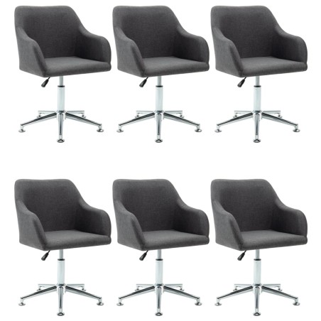 vidaXL Esszimmerstühle Drehbar 6 Stk. Dunkelgrau Stoff