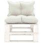 vidaXL Garten-Paletten-Mittelsofa mit Kissen in Beige Holz vidaXL Garten-Paletten-Mittelsofa mit Kissen in Beige Holz