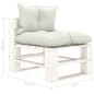 vidaXL Garten-Paletten-Mittelsofa mit Kissen in Beige Holz vidaXL Garten-Paletten-Mittelsofa mit Kissen in Beige Holz