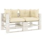 vidaXL Garten-Palettensofa 2-Sitzer mit Creme-Kissen Holz vidaXL Garten-Palettensofa 2-Sitzer mit Creme-Kissen Holz