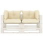 vidaXL Garten-Palettensofa 2-Sitzer mit Creme-Kissen Holz vidaXL Garten-Palettensofa 2-Sitzer mit Creme-Kissen Holz