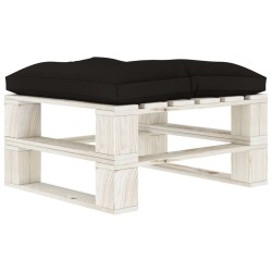vidaXL Outdoor-Ottomane Paletten mit Kissen in Schwarz Holz