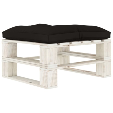 vidaXL Outdoor-Ottomane Paletten mit Kissen in Schwarz Holz