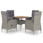 vidaXL 5-tlg. Garten-Essgruppe Poly Rattan und Akazienholz Grau vidaXL 5-tlg. Garten-Essgruppe Poly Rattan und Akazienholz Grau