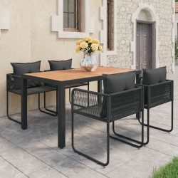 vidaXL 5-tlg. Garten-Essgruppe PVC Rattan Schwarz und Braun