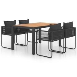 vidaXL 5-tlg. Garten-Essgruppe PVC Rattan Schwarz und Braun