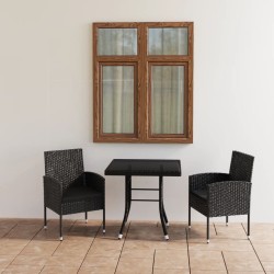 vidaXL 3-tlg. Garten-Essgruppe Poly Rattan Schwarz