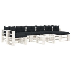 vidaXL 8-tlg. Garten-Lounge-Set Paletten mit Kissen in Anthrazit Holz