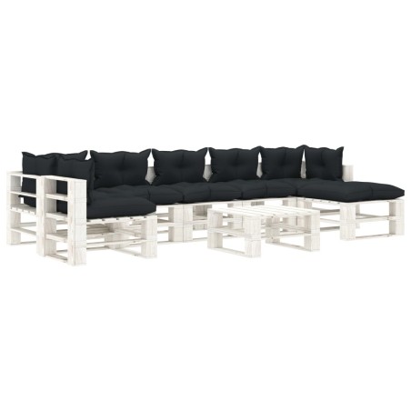 vidaXL 8-tlg. Garten-Lounge-Set Paletten mit Kissen in Anthrazit Holz