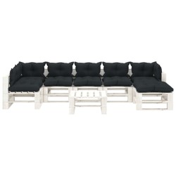 vidaXL 8-tlg. Garten-Lounge-Set Paletten mit Kissen in Anthrazit Holz