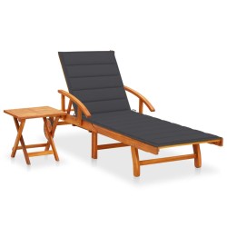 vidaXL Sonnenliege mit Tisch und Auflage Akazie Massivholz 